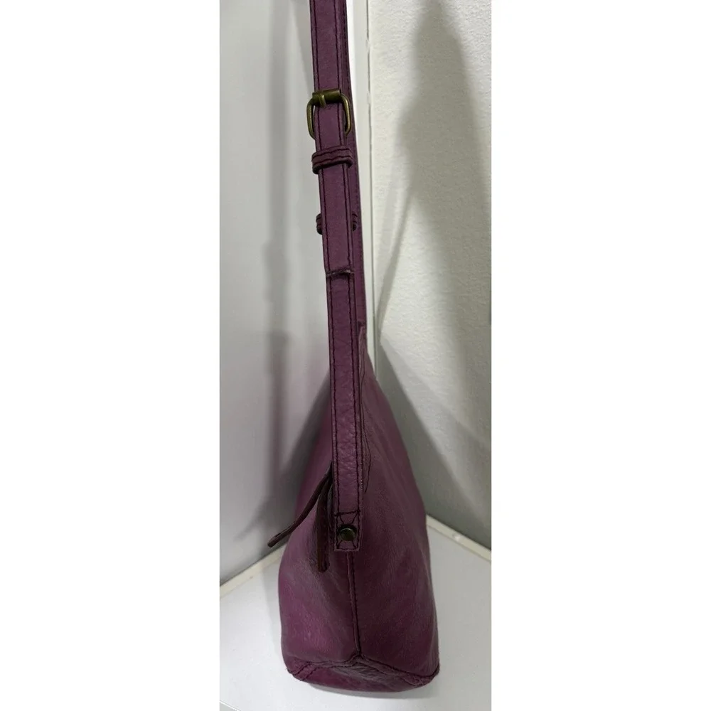 American Leather Co Plum Satchel Shoulder Bag Handbag Purse Purple